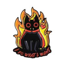 Broches De Esmalte Gato Preto Com Olhos Grandes E Fofos, Distintivos De Lapela, Joias Para Amantes