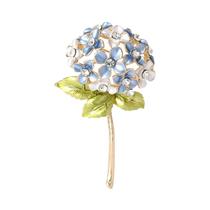 Broches De Hortênsia Esmaltados Unissex Femininos Com Strass, Alfinetes De Flor, Acessórios De