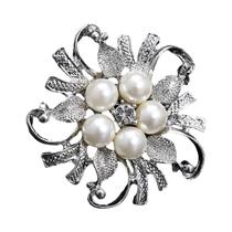 Broches Elegantes De Imitação De Pérola E Strass Em Forma De Flor Para Mulheres, Alfinetes De Lapela