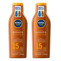 Bronzeador Nivea Protect & Bronze FPS15 200ml kit c/2 Bronzeador Nivea Protect & Bronze FPS15 200ml kit c/2