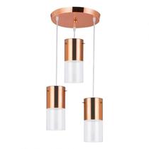 Bronzearte Pendente First Cobre E Transparente 3 Lamp E-27