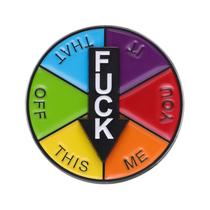 Brooch Pin Colorful Spinner Wheel Bold Quote Design