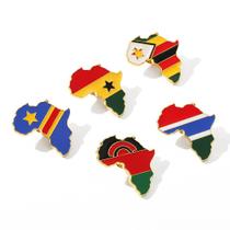 Brooch Pins Africa Map Flag Emblemas de lapela em liga esmaltada Brooch Pins Africa Map Flag Emblemas de lapela em liga esmaltada
