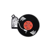 Brooch Pins com design de disco de vinil Music Heals My Soul”