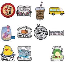 Brooch Pins Set Funny Quote Cartoon Cat Coffee Duck Frog