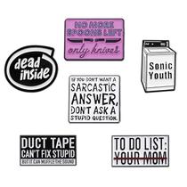 Brooch Pins Set Funny Quote Creative English Text Design