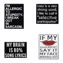 Brooch Pins Set Funny Quote, desenhos de texto em inglês