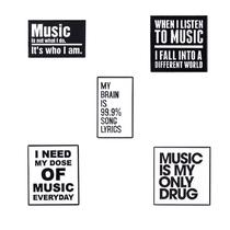 Brooch Pins Set Music Quote Retro Black White Enamel Alloy Brooch Pins Set Music Quote Retro Black White Enamel Alloy