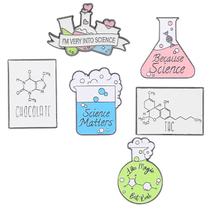 Brooch Pins Set Science Theme Chemistry Beakers DNA Molecule