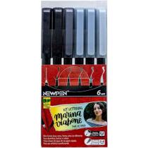 Brush Pen NewPen - 6 Tons de Cinza