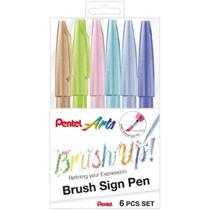 Brush Sign Pen Pentel - Estojo com 6 Tons Pastel