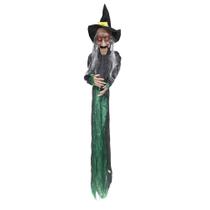 Bruxa c/roupa verde enforcada e led vermelho halloween 1,8m
