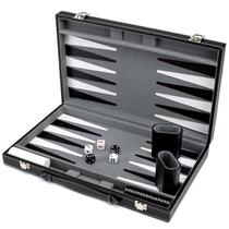 Brybelly Deluxe 15-Inch Backgammon Set com estojo de material sintético preto costurado