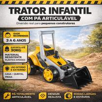 BS Toys Trator Amarelo com Pá Articulável Ref. 193 Design Realista e Funcionalidade Autêntica para Crianças de 3 a 6 Anos