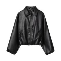 Bsay moda versátil gola com zíper manga longa solta feminina outono nova coleção 2025 casaco piloto Bsay moda versátil gola com zíper manga longa solta feminina outono nova coleção 2025 casaco piloto