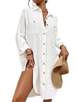 Bsubseach Blusa Feminina Branca para Praia XL Bsubseach Blusa Feminina Branca para Praia XL