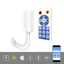 BTF-LIGHTING WS2812B WS2811 1903 Microfone embutido Music SP601E Controlador Bluetooth com duas portas de saída de sinal para módulo LED Pixel Strip Light Andriod iOS APP/botão de 3 teclas/controle remoto RF