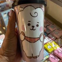 BTS - Copo Térmico com Tampa tema BT21 480ml Cores e Fofuras