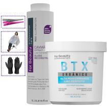 Btx Capilar Orgânico 1kg + Progressiva Caviar 1L + Brindes