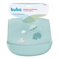 Buba Babador em Silicone com Pega-Migalhas Cloudy Verde +3M