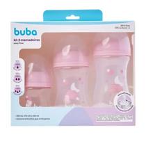 Buba Kit 3 Mamadeiras Easy Flow Rosa 120Ml, 270Ml E 330Ml