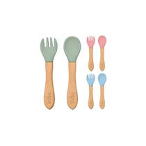 Buba Kit talheres - Garfo e Colher - Silicone e Bambu