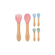 Buba Kit talheres - Garfo e Colher - Silicone e Bambu Buba Kit talheres - Garfo e Colher - Silicone e Bambu