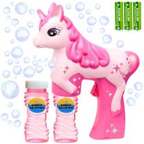 Bubble Gun Haktoys Unicorn Automatic com baterias e solução Bubble Gun Haktoys Unicorn Automatic com baterias e solução