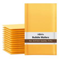 Bubble Mailers HBlife 6 x 10 polegadas Kraft Poly Self Seal x75