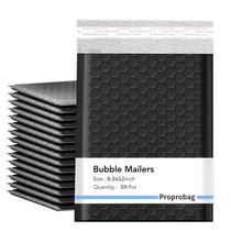 Bubble Mailers Proprobag 9x12cm, pacote com 50 unidades, impermeáveis, pretas