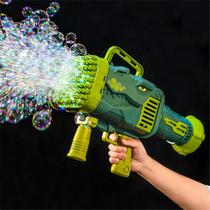 Bubble Maker Machine Dinosaur com 32 furos e luz para crianças