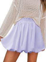 Bubble Skirt Aoudery para mulheres de cintura alta com babados roxa S