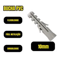 Bucha 10mm S/ Parafuso Parede Tijolo PVC 100und Bucha 10mm S/ Parafuso Parede Tijolo PVC 100und