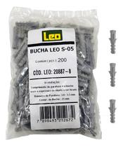 Bucha 5mm Sem Aba Nylon P/ Concreto 200 Unidades Léo - S-05 Bucha 5mm Sem Aba Nylon P/ Concreto 200 Unidades Léo - S-05