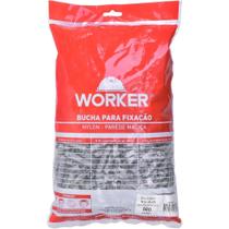 Bucha 8 Nylon 40mm Para Parede Maciça 500 Peças Worker