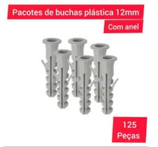 Bucha De Alvenaria Parede E Concreto De Nylon Com Anel Pacote Com 125 Peças 12mm PlasUni
