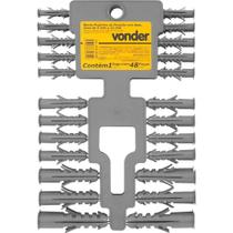 Bucha De Plástico Para Fixação Com Anel, Jogo De 5 Mm A 12 Mm, Cartela Com 48 Peças, Vonder Ostenvonder