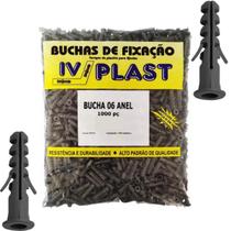 BUCHA FIXACAO 6MM IVPLAST COM ANEL PACOTE C/ 1000Un