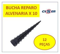 Bucha Para Reparo Alvenaria Cônica C/10 Pçs 12