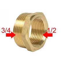 Bucha reducao roscavel latao 3/4 x 1/2