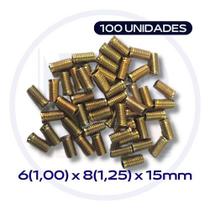 Bucha Roscada 100un Inserto Rosca M6(1,00) X 8(1,25) X 15mm