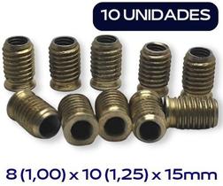 Bucha Roscada Inserto Rosca 10un M8(1,00) X 10(1,25) X 15mm