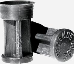 Buchas plásticas pretas para recarga cart de metal cal 36