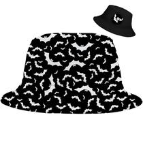 Bucket Hat Corkifux Halloween Boo Bat Print Reversível