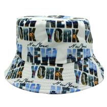 Bucket Hat New Yorks, anime, unissex, casual, pescador de praia