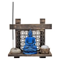 Buda Azul Incensário Pedra Japonesa Paz Amor Esperança Vida