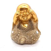Buda Baby Ceguinho Não Vejo Dourando Brilhante Buda 9 cm