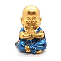 Buda Baby Orando Dourando Azul Brilhante Buda 9 cm