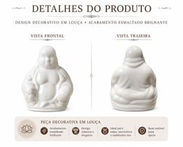 Buda Branco de Louça Grande Paz Harmonia Decoração Zen Buda Branco de Louça Grande Paz Harmonia Decoração Zen