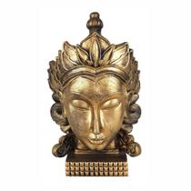 Buda Cabeça Rosto face Coroa Dourado Estátua Decoração.